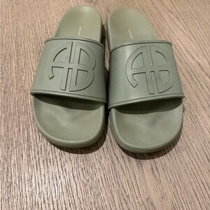 Anine Bing Olive Green Slide Sandals